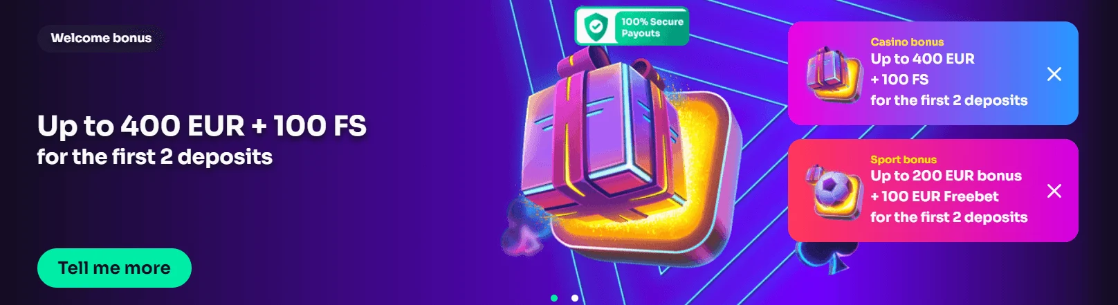 WinSpirit Casino – Willkommensbonus bis 400 € und 100 Freispiele für die ersten zwei Einzahlungen